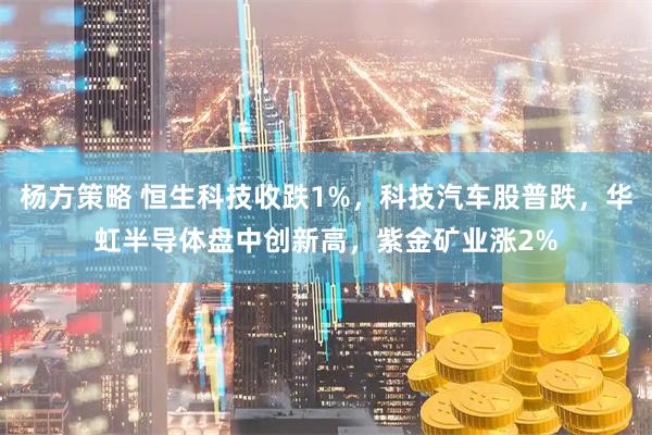 杨方策略 恒生科技收跌1%，科技汽车股普跌，华虹半导体盘中创新高，紫金矿业涨2%