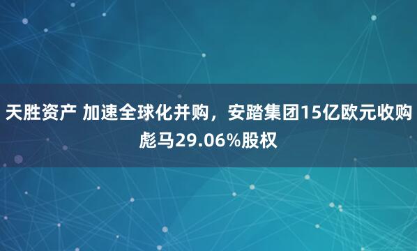 天胜资产 加速全球化并购，安踏集团15亿欧元收购彪马29.06%股权